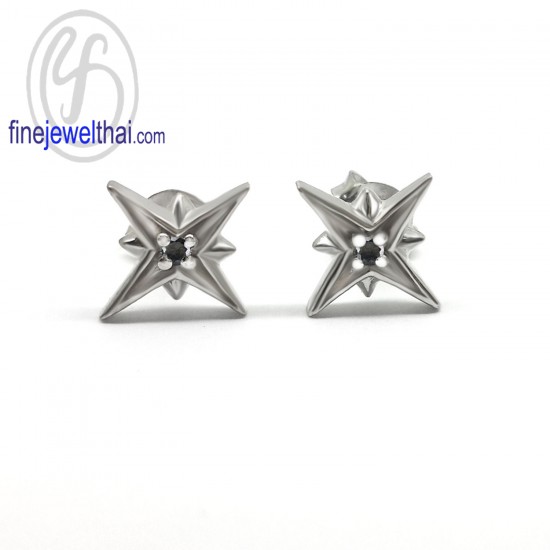 Black-Spinel-Onyx-Silver-Earring-E1078on