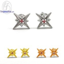 ต่างหูทับทิม-ต่างหูเงิน-ทับทิมแท้-เงินแท้925-E1078rb
