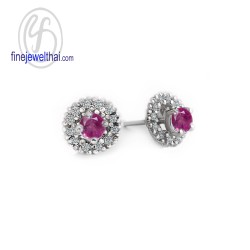 ต่างหูทับทิม-ต่างหูพลอย-ต่างหูเพชร-CZ-ต่างหูเงินแท้-Finejewelthai-E1081rb00 ต่างหูทับทิม-ต่างหูพลอย-ต่างหูเพชร-CZ-ต่างหูเงินแท้-Finejewelthai-E1081rb00