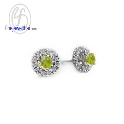 ต่างหูบุษราคัม-ต่างหูพลอย-ต่างหูเพชร-CZ-ต่างหูเงินแท้-Finejewelthai-E1081yl00
