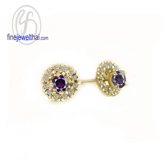 Amethyst-Diamond-CZ-Silver-Design-Earring-Finejewelthai-E1081amt00-g
