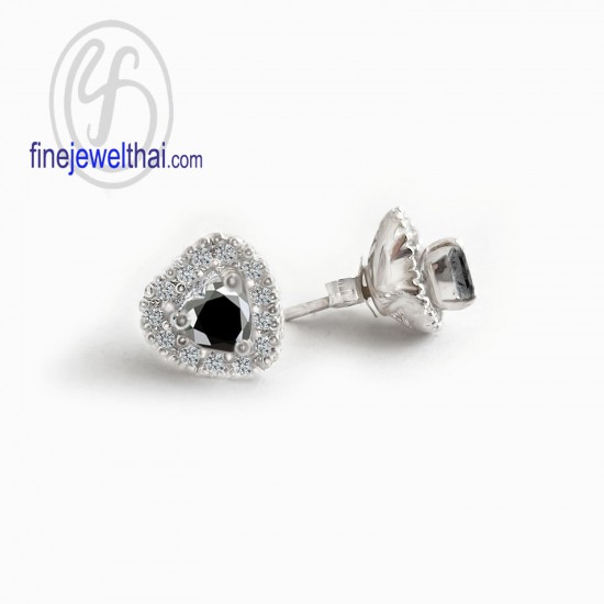 Black-Spinel-Diamond-CZ-Silver-Design-Earring-Finejewelthai-E1082on00