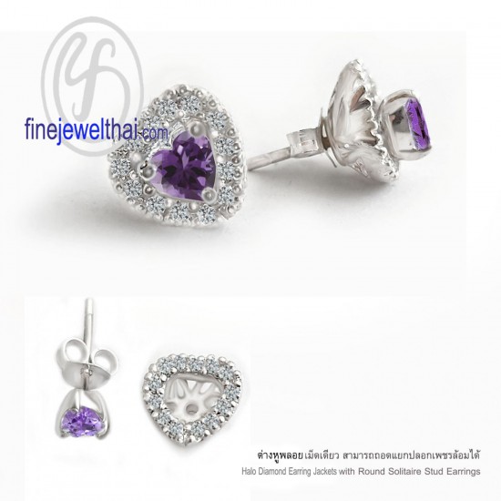 Amethyst-Diamond-CZ-Silver-Design-Earring-Finejewelthai-E1082amt00