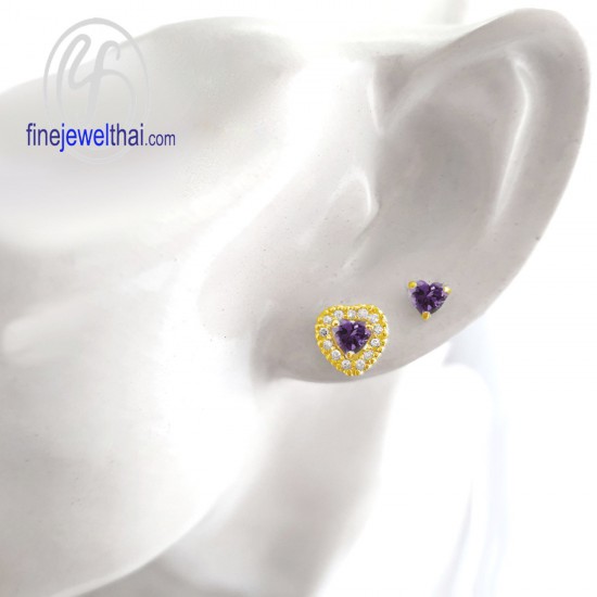 Amethyst-Diamond-CZ-Silver-Design-Earring-Finejewelthai-E1082amt00-g