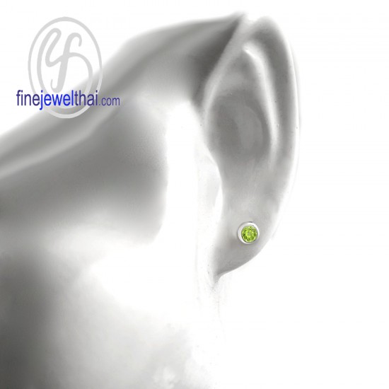 Finejewelthai-Peridot-Silver-Earring-E1085pd00