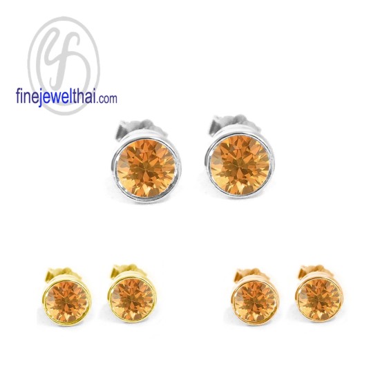 ต่างหูซิทริน-ต่างหูเงิน-ซิทรินแท้-เงินแท้925-E1085ct00 ต่างหูซิทริน-ต่างหูเงิน-ซิทรินแท้-เงินแท้925-E1085ct00
