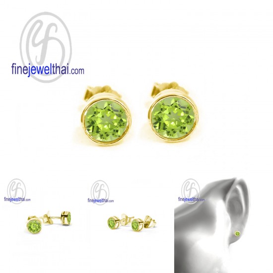Finejewelthai-Peridot-Silver-Earring-E1085pd00