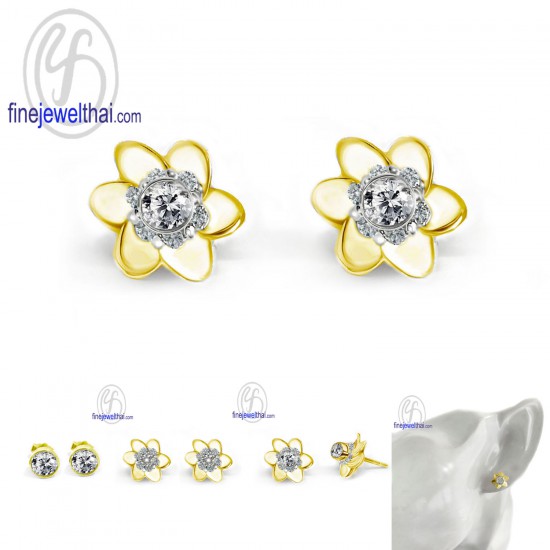 Finejewelthai-Daimond-CZ-Silver-Earring-Jacket-E1092jk-E1084cz