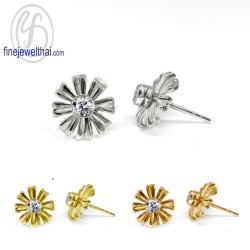 ต่างหูเพชร-ฐานต่างหูเงิน-เพชรสังเคราะห์-เงินแท้925-E1093jk-E1084cz