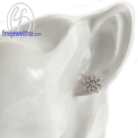 Amethyst-Daimond-CZ-Silver-Earring-E109amt