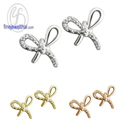ต่างหู-ต่างหูโบว์-ต่างหูเพชร-ต่างหูเงินแท้-ออกแบบพิเศษ-E1164cz00p-wg