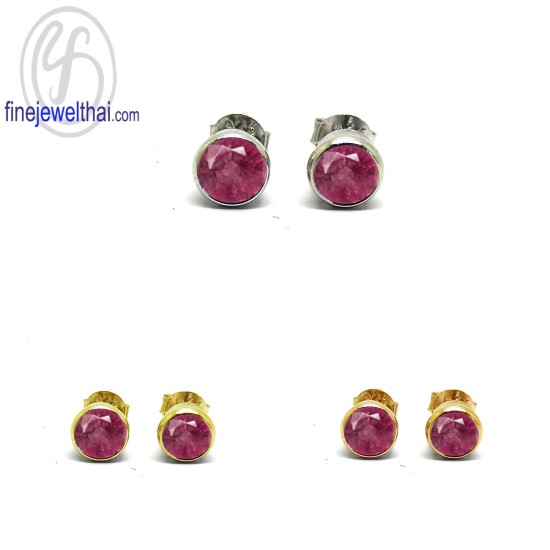 ต่างหูทับทิม-ต่างหูเงิน-ทับทิมแท้-เงินแท้925-ออกแบบพิเศษ-finejewelthai-E2001rb