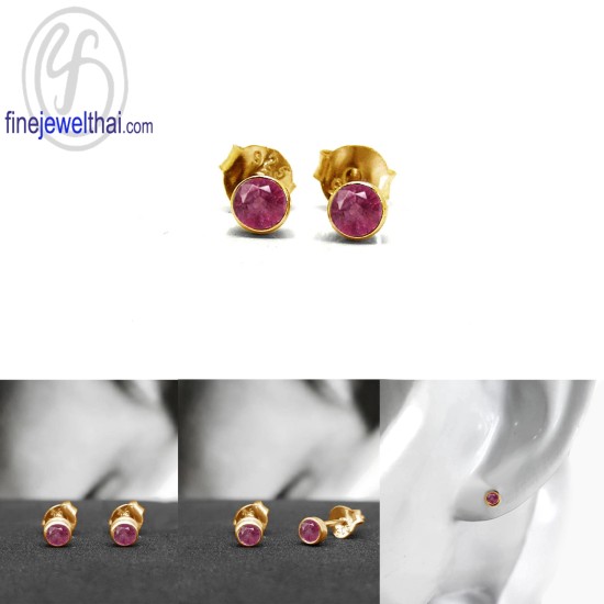 ต่างหูทับทิม-ต่างหูเงิน-ทับทิมแท้-เงินแท้925-ออกแบบพิเศษ-finejewelthai-E2002rb