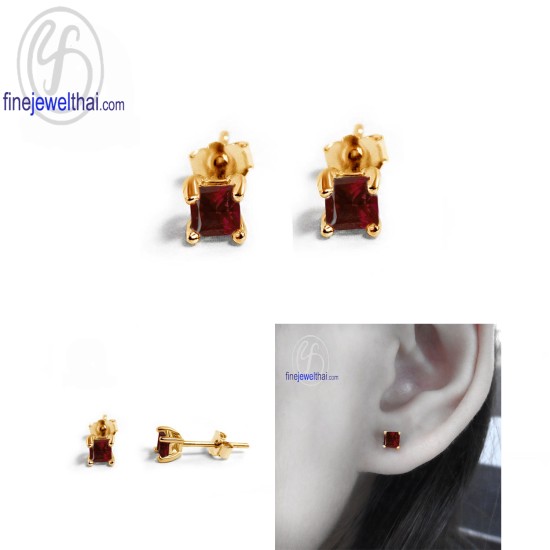 ต่างหูโกเมน-ต่างหูเงิน-โกเมนแท้-เงินแท้925-ออกแบบพิเศษ-finejewelthai-E2003gm