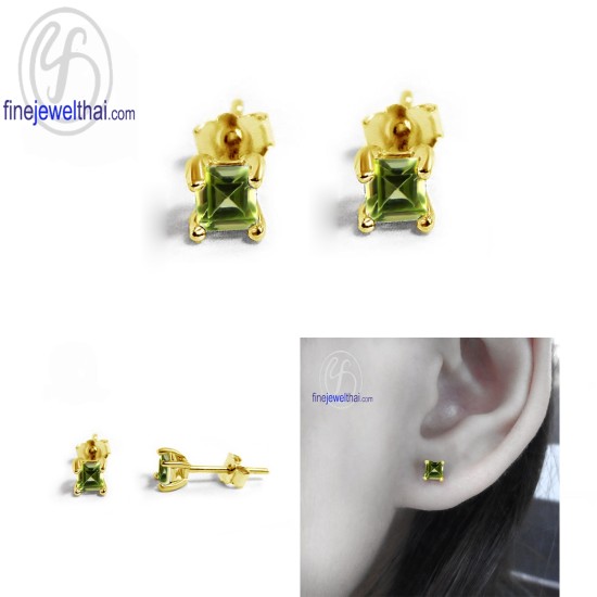 ต่างหูเพอริดอท-ต่างหูเงิน-เพอริดอทแท้-เงินแท้ 925-ออกแบบพิเศษ-finejewelthai-E2003pd