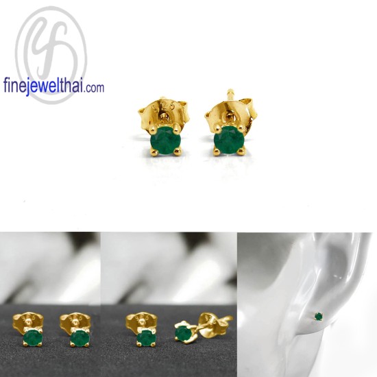 ต่างหูมรกต-ต่างหูเงินแท้-มรกต-พลอยประจำเดือนเกิด-finejewelthai-E2165em