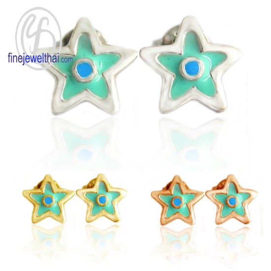 ต่างหูรูปดาว-ต่างหูลงสี-ต่างหูเงิน-เงินแท้925-finejewelthai-E306400E-2