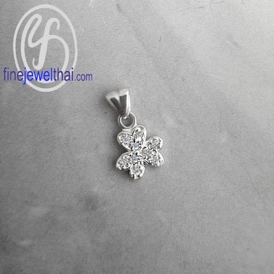 Diamond-CZ-Flower-Silver-Pendant-Birthstone-P1162cz00