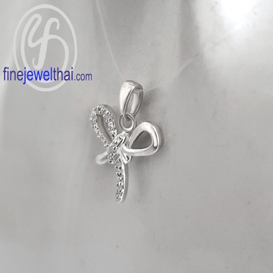 จี้เพชร-จี้รูปโบว์-จี้เงิน-เพชร-CZ-พลอยประจำเดือนเกิด-Finejewelthai-P1164cz00