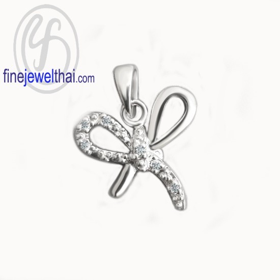 จี้เพชร-จี้รูปโบว์-จี้เงิน-เพชร-CZ-พลอยประจำเดือนเกิด-Finejewelthai-P1164cz00