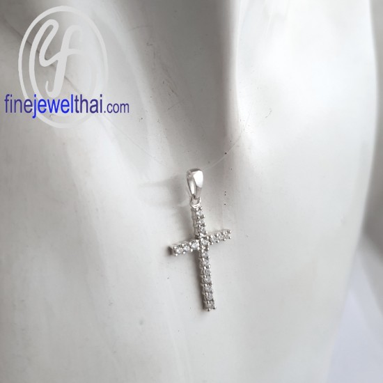 จี้เพชร-จี้ไม้กางเขน-จี้เงิน-เพชร-CZ-พลอยประจำเดือนเกิด-Finejewelthai-P1161cz00