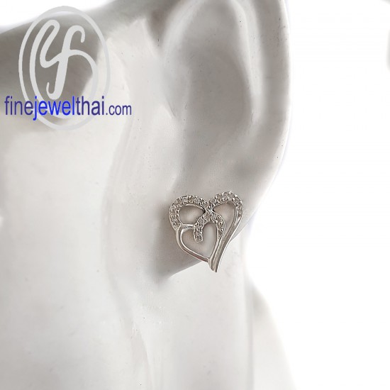 ต่างหู-หัวใจ-ต่างหูเพชร-ต่างหูเงินแท้-ออกแบบพิเศษ-E1163cz00p-wg