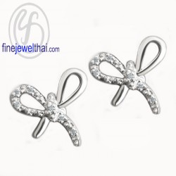 ต่างหู-ต่างหูโบว์-ต่างหูเพชร-ต่างหูเงินแท้-ออกแบบพิเศษ-E1164cz00p-wg ต่างหู-ต่างหูโบว์-ต่างหูเพชร-ต่างหูเงินแท้-ออกแบบพิเศษ-E1164cz00p-wg