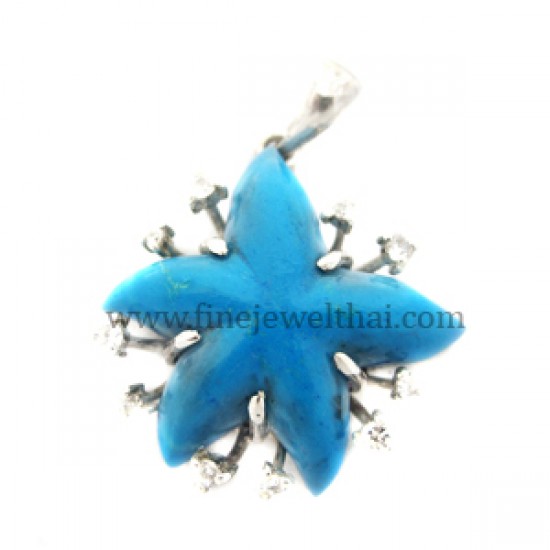 Magnesite-Turquoise-Star-Silver-Pendant-P01163026