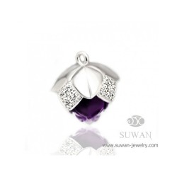 จี้อะเมทิสต์-จี้ดอกบัว-จี้เงิน-เพชรcz-งานสุวัน-SWP001-amt