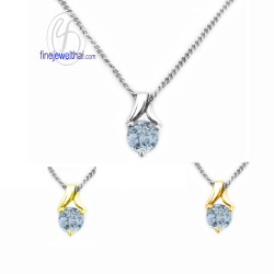 จี้อะควอมารีน-เงินแท้-จี้พลอย-จี้หัวใจ-พลอยประจำเดือนเกิด-P1005aq
