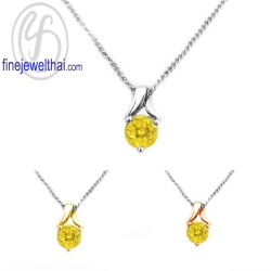 จี้บุษราคัม-จี้เงิน-จี้พลอย-บุษราคัมแท้-พลอยประจำเดือน-P1005yl-Rd