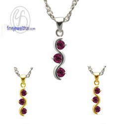 จี้ทับทิม-เงินแท้-จี้พลอย-พลอยประจำเดือนเกิด-P1009rb