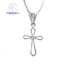 จี้เพชร-จี้เงิน-จี้ไม้กางเขน-เพชร-cz-พลอยประจำเดือนเกิด-Finejewelthai-P1021cz