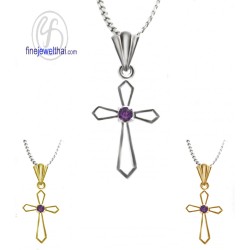 จี้อะเมทิสต์-จี้ไม้กางเขน-จี้เงิน-จี้พลอย-อะเมทิสต์แท้-P1021amt