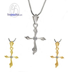 จี้เพชร-จี้เงิน-จี้ไม้กางเขน-เพชร-cz-พลอยประจำเดือนเกิด-Finejewelthai-P1022cz