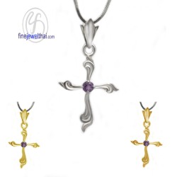 จี้อะเมทิสต์-จี้ไม้กางเขน-จี้เงิน-จี้พลอย-อะเมทิสต์แท้-P1022mt