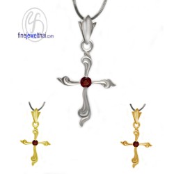 จี้โกเมน-จี้พลอย-จี้ไม้กางเขน-พลอยประจำเดือน-P1022gm