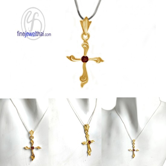 จี้โกเมน-จี้พลอย-จี้ไม้กางเขน-พลอยประจำเดือน-P1022gm จี้โกเมน-จี้พลอย-จี้ไม้กางเขน-พลอยประจำเดือน-P1022gm