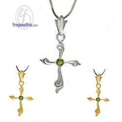 จี้เพอริดอท-จี้ไม้กางเขน-จี้เงิน-จี้พลอย-พลอยประจำเดือน-P1022pd