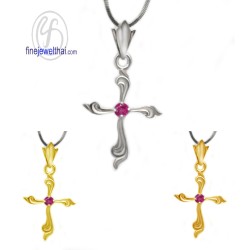 จี้ทับทิม-เงินแท้-จีั้ไม้กางเขน-จี้พลอย-พลอยประจำเดือนเกิด-P1022rb