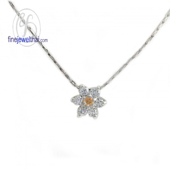 Citrine-Diamond-Flower-Cz-Silver-pendant-Birthstone-P1023ct00_2