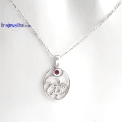 จี้ทับทิม-จี้โชคดี-เงินแท้-จี้พลอย-พลอยประจำเดือนเกิด-P1043rb