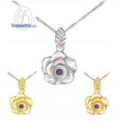 จี้อะเมทิสต์-จี้ดอกกุหลาบ-จี้เงิน-จี้พลอย-อะเมทิสต์แท้-P1048amt