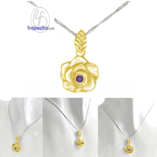 จี้อะเมทิสต์-จี้ดอกกุหลาบ-จี้เงิน-จี้พลอย-อะเมทิสต์แท้-P1048amt จี้อะเมทิสต์-จี้ดอกกุหลาบ-จี้เงิน-จี้พลอย-อะเมทิสต์แท้-P1048amt