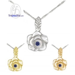 จี้ไพลิน-จี้ดอกกุหลาบ-จี้พลอย-จี้เงิน-พลอยประจำเดือน-P1048bl