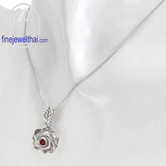 จี้โกเมน-จี้พลอย-จี้ดอกกุหลาบ-พลอยประจำเดือน-P1048gm จี้โกเมน-จี้พลอย-จี้ดอกกุหลาบ-พลอยประจำเดือน-P1048gm