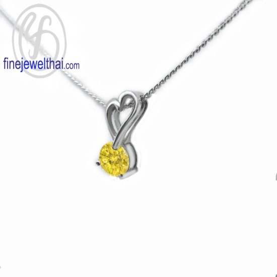 จี้บุษราคัม-เงินแท้-จี้พลอย-จี้เงิน-พลอยประจำเดือนเกิด-P1052yl
