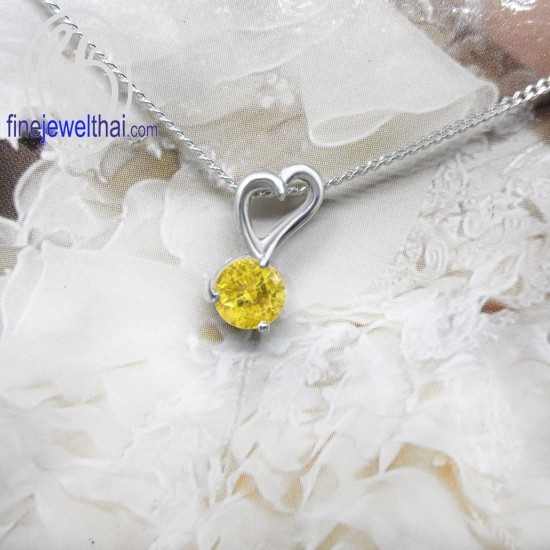จี้บุษราคัม-เงินแท้-จี้พลอย-จี้เงิน-พลอยประจำเดือนเกิด-P1052yl