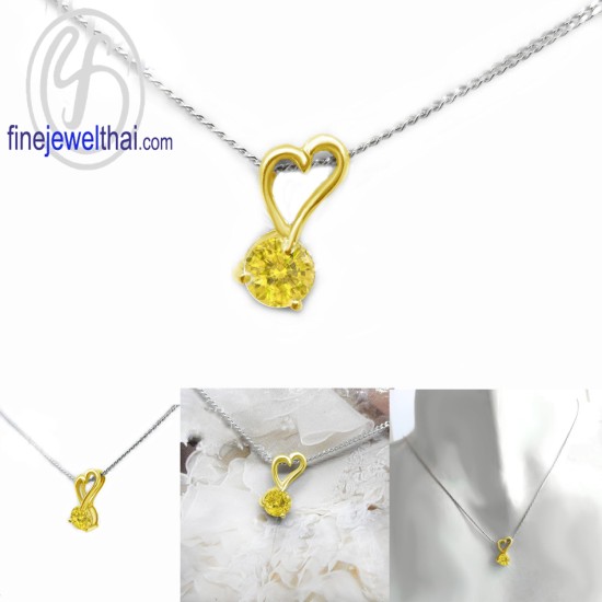 จี้บุษราคัม-เงินแท้-จี้พลอย-จี้เงิน-พลอยประจำเดือนเกิด-P1052yl
