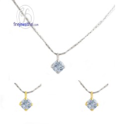 จี้อะความารีน-จี้เงิน-อะความารีนแท้-พลอยประจำเดือนเกิด-Finejewelthai-P1055aq02e